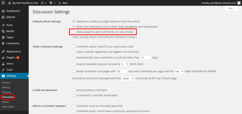 Enable or Disable Comments in WordPress