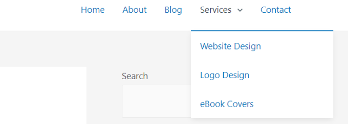 sub-menu WordPress